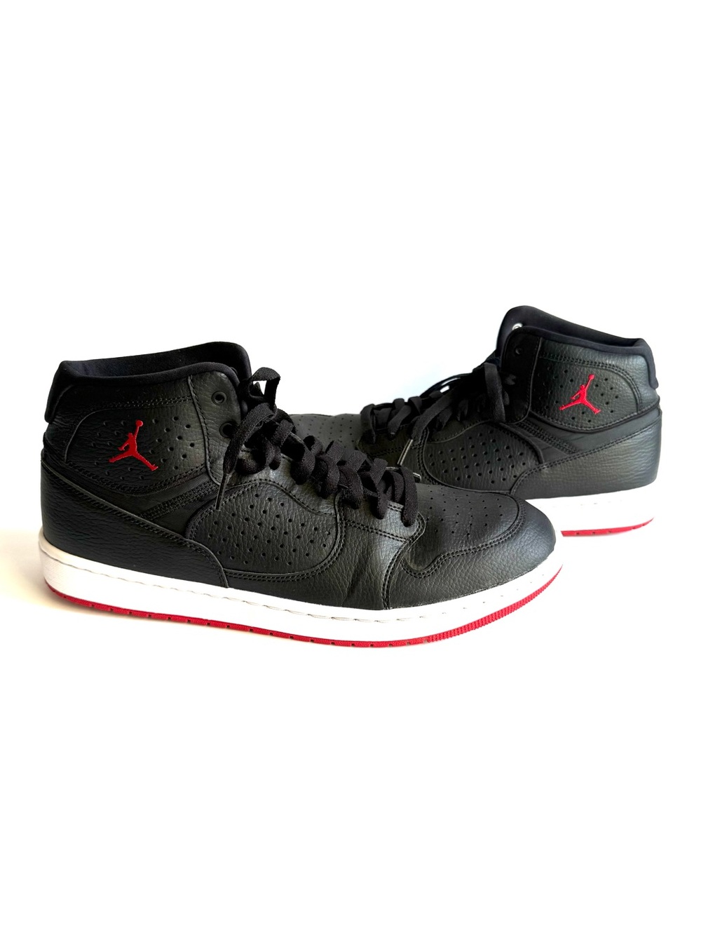 Nike Black and Red Mid-Top Basketball Sneakers